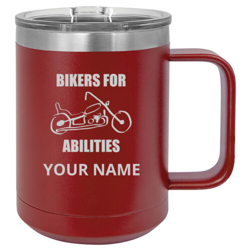Bikers For Abilities Design BAE1 Engraved on a Polar Camel® - 15 oz. Vacuum Insulated Mug with Slider Lid Thumbnail